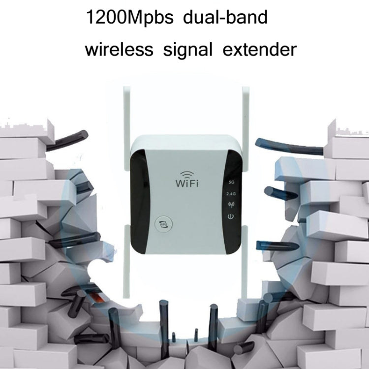 KP1200 1200Mbps Dual Band 5G WIFI Amplifier Wireless Signal Repeater, Specification:UK Plug(White)