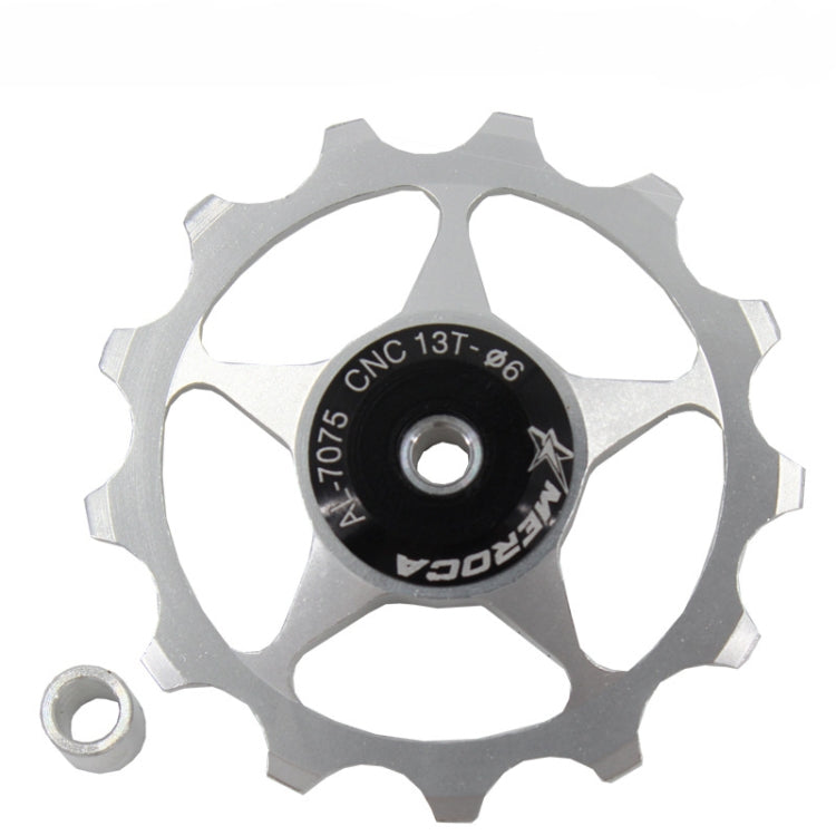 MEROCA Metal Bearings Mountain Bike Road Bike Rear Derailleur Guide Wheel 11T/13T Guide Wheel, Specification:13T, Color:Silver