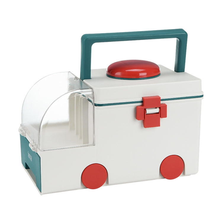 Ambulance First Aid Box Family Medicine Box Household Large Double-layer Medicine Box(Green)