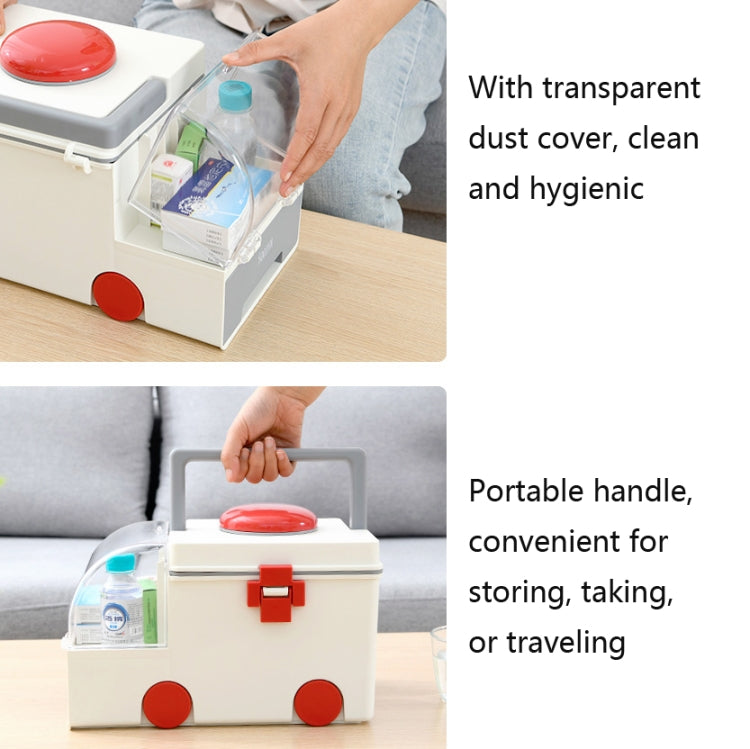 Ambulance First Aid Box Family Medicine Box Household Large Double-layer Medicine Box(Green)