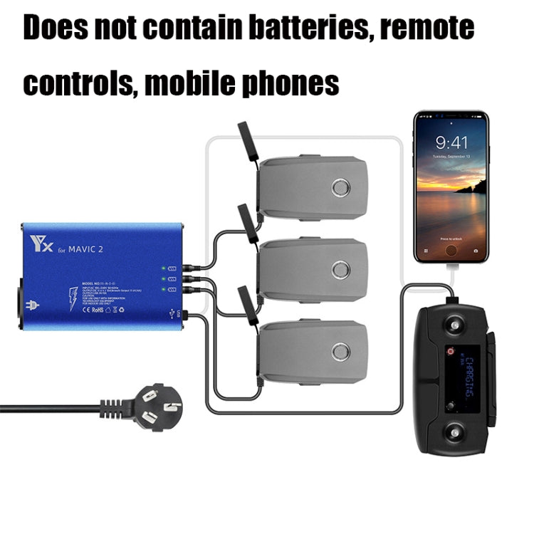 YX For DJI MAVIC 2 Aluminum Alloy Charger with Switch, Plug Type:US Plug