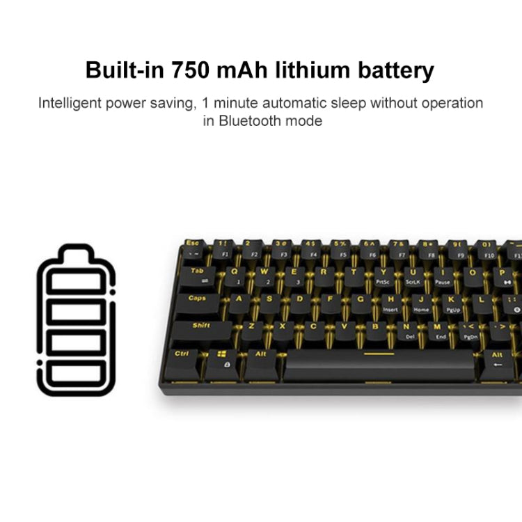 RK61 61 Keys Bluetooth / 2.4G Wireless / USB Wired Three Modes Tablet Mobile Gaming Mechanical Keyboard, Cable Length: 1.5m, Style:Red Shaft(Black)