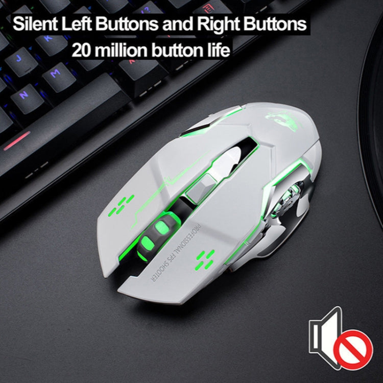FREEDOM-WOLF X8 2400 DPI 6 Keys 2.4G Wireless Charging Silent Luminous Gaming Mechanical Mouse(Metal Grey)