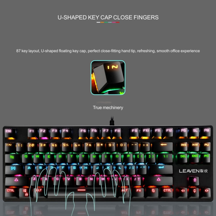 LEAVEN K550 87 Keys Green Shaft Gaming Athletic Office Notebook Punk Mechanical Keyboard, Cable Length: 1.8m(Blue)
