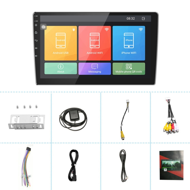 Universal Machine Android Smart Navigation Car Navigation DVD Reversing Video Integrated Machine, Size:9inch 2+32G, Specification:Standard+12 Lights Camera