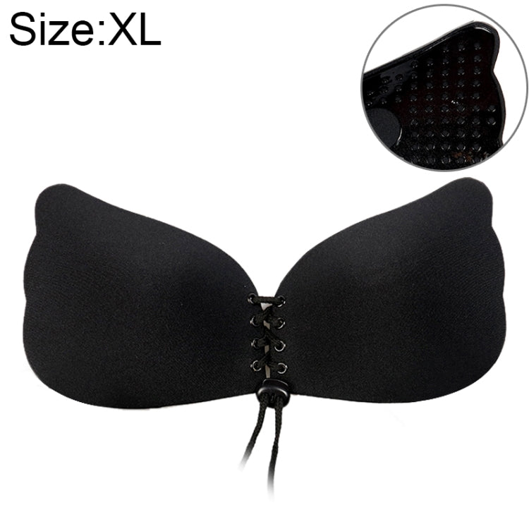 Women Self-Adhesive Strapless Bandage Blackless Solid Bra Silicone Underwear Invisible Bra, Size:XL(T Black)