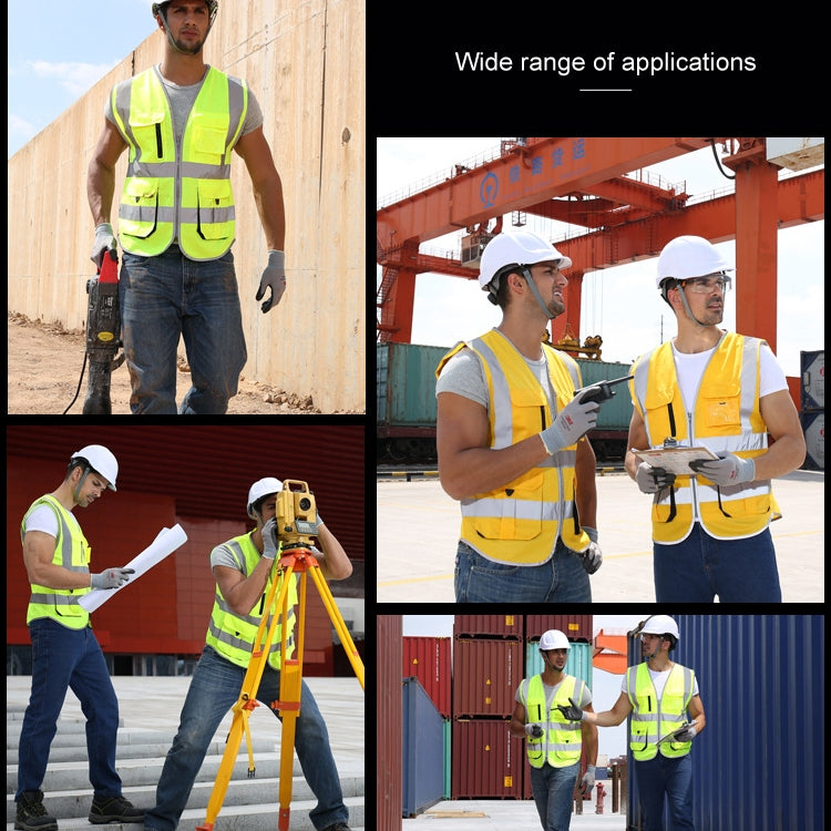 Multi-pockets Safety Vest Reflective Workwear Clothing, Size:XL-Chest 124cm(Yellow Blue) - free shipping - PMC Jewellery - Order now!