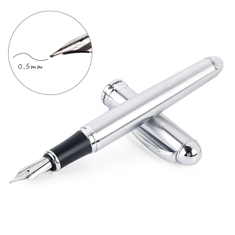 X750 Stationery Stainless Steel Fountain Pen Medium Nib Ink Pens School Oiifice Gift, Nib Size:0.5mm(Silver) - Fountain Pens by PMC Jewellery | Online Shopping South Africa | PMC Jewellery | Buy Now Pay Later Mobicred