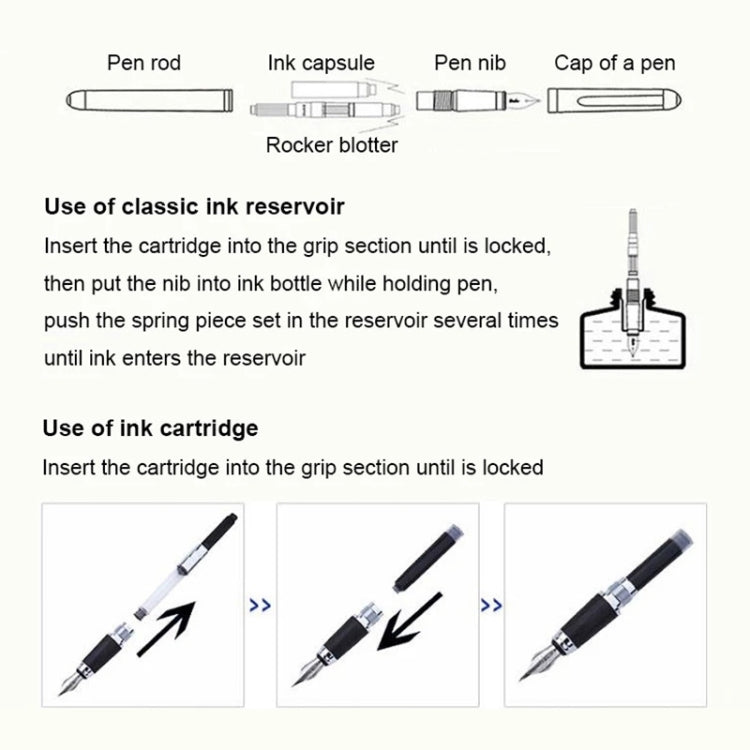 X750 Stationery Stainless Steel Fountain Pen Medium Nib Ink Pens School Oiifice Gift, Nib Size:0.5mm(Red Pattern)