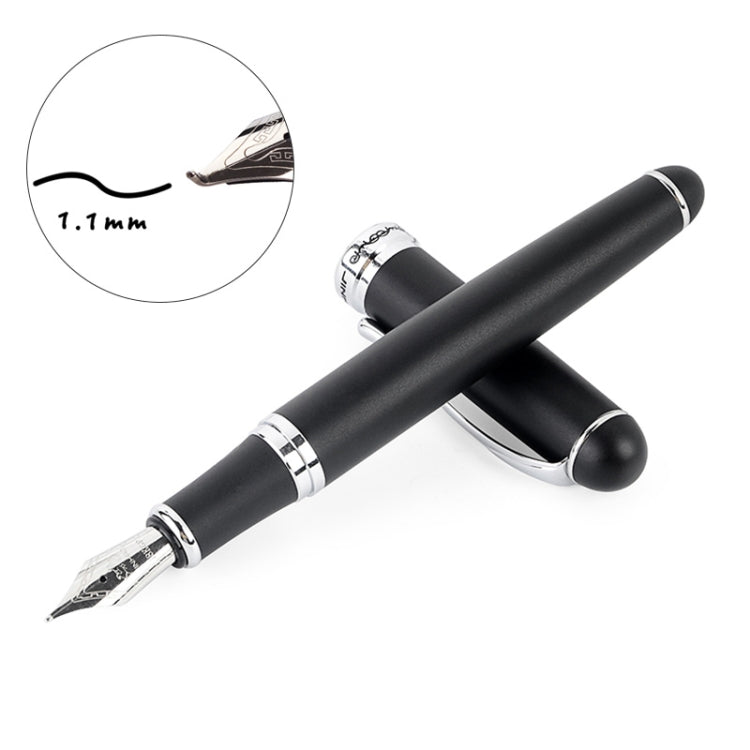 X750 Stationery Stainless Steel Fountain Pen Medium Nib Ink Pens School Oiifice Gift, Nib Size:1.1mm(Matte Black)