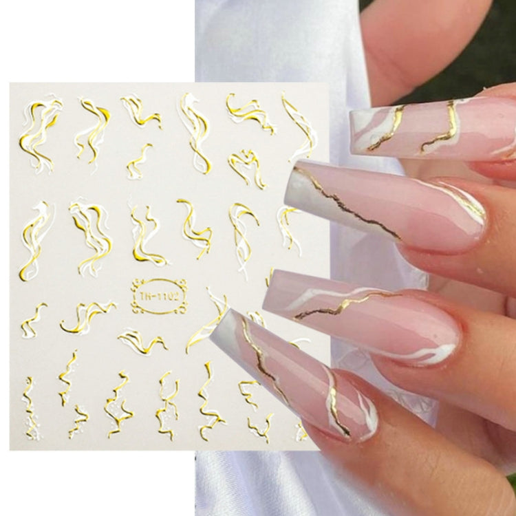 TH-759 10pcs Frosted Transparent Back Adhesive Bronzing Smudged Nail Art Sticker
