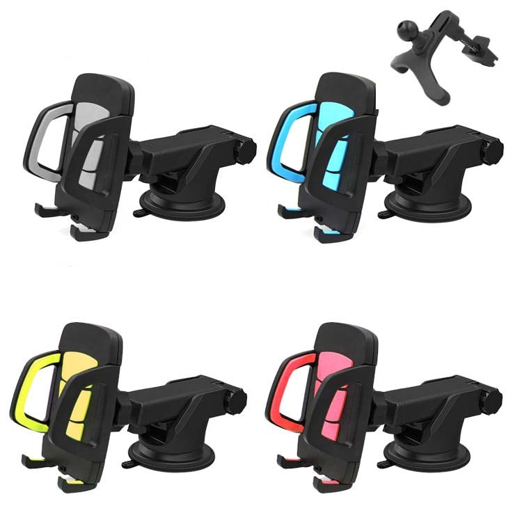 Car Phone Holder Car Air Outlet Mobile Phone Holder Suction Cup Navigation Instrument Panel General, Style:3 in 1(Red)
