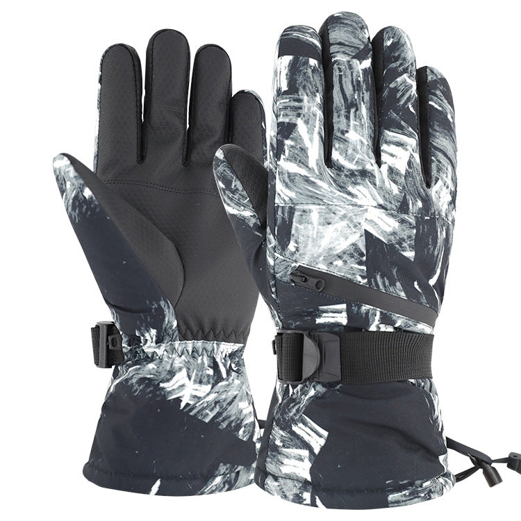 Winter Thermal Ski Gloves Outdoor Water-resistant Velvet Gloves Thickening Touch Screen Motorcycle Gloves, Size: L(Black)