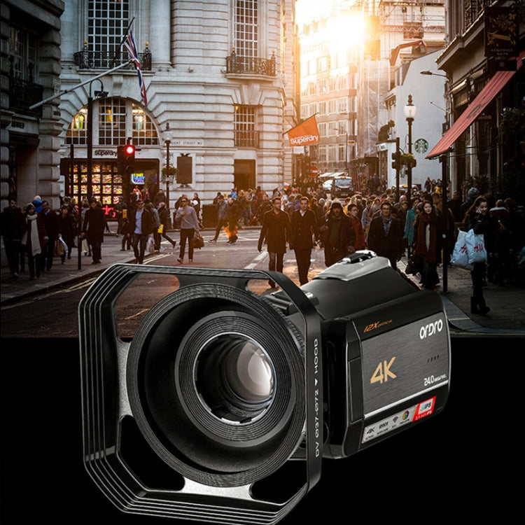 ORDRO AC5 4K HD Night Vision WiFi 12X Optical Zoom Digital Video DV Camera Camcorder, Style:Standard + Microphone(Black) - free shipping - PMC Jewellery - Order now!