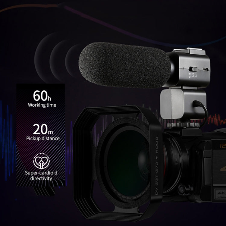 ORDRO AC5 4K HD Night Vision WiFi 12X Optical Zoom Digital Video DV Camera Camcorder, Style:Standard + Microphone(Black) - free shipping - PMC Jewellery - Order now!