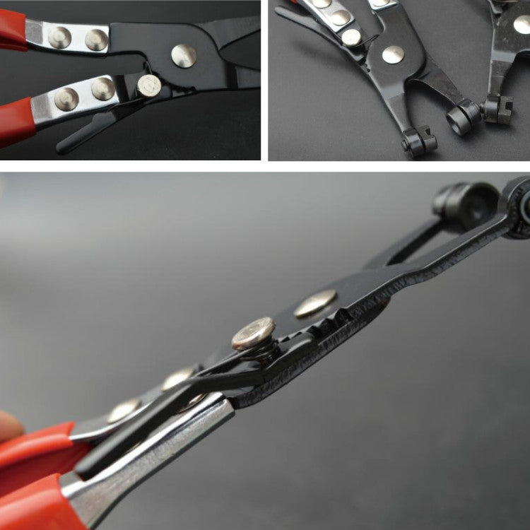 Straight Throat Tube Bundle Clamp Auto Repair Water Pipe Clamp Pliers(Plastic Handle Blister Card)
