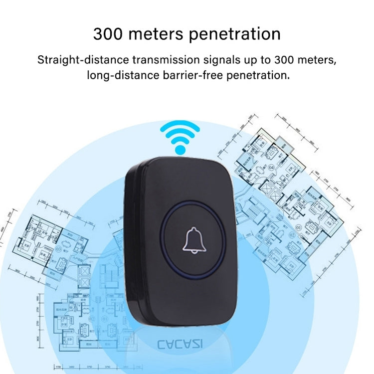 CACAZI A10 300m Long Range No Battery Waterproof LED Light Smart Wireless Doorbell, EU Plug - free shipping - PMC Jewellery - Order now!