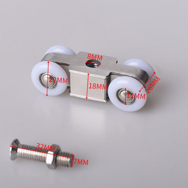Stainless Steel Sliding Door Hanging Wheel Silent Smooth And Wear-Resistant Sliding Door Pulley Nylon Hanging Rail, Specification:4 Wheels
