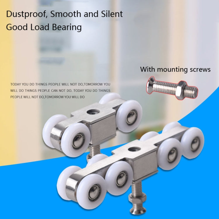 Stainless Steel Sliding Door Hanging Wheel Silent Smooth And Wear-Resistant Sliding Door Pulley Nylon Hanging Rail, Specification:4 Wheels