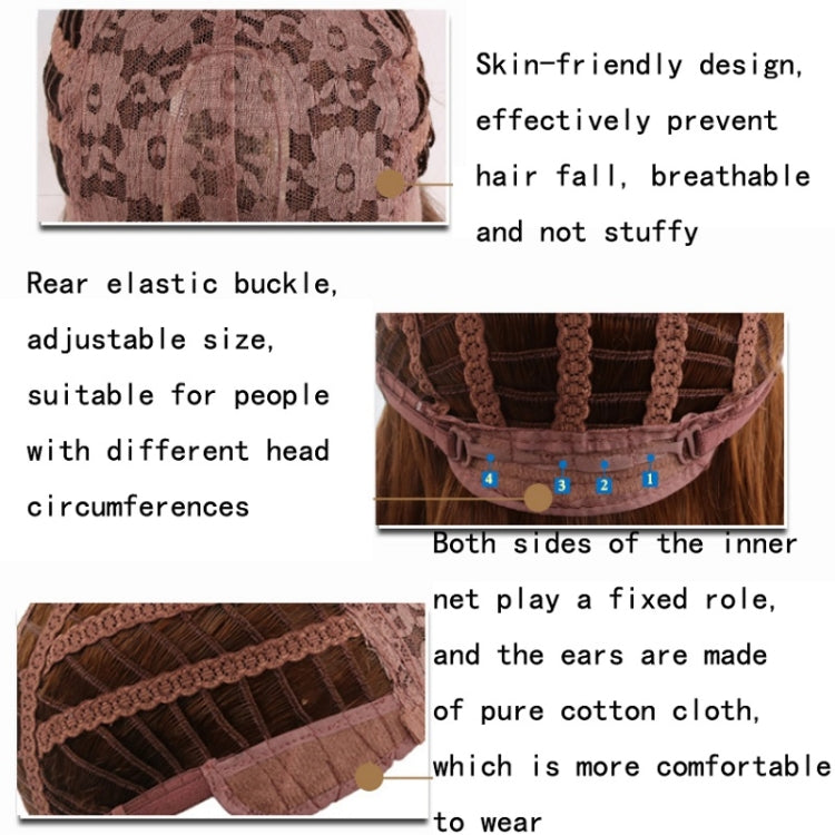 Women Split Wigs Long Curly Hair Synthetic Headgear(Light Gold + Brown)