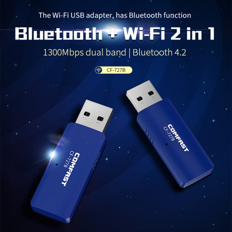 COMFAST CF-727B 1300Mbps Dual Frequency Gigabit USB Desktop Transmitter Receiver Portable Bluetooth V4.2 + WiFi Wireless Network Card - free shipping - PMC Jewellery - Order now!