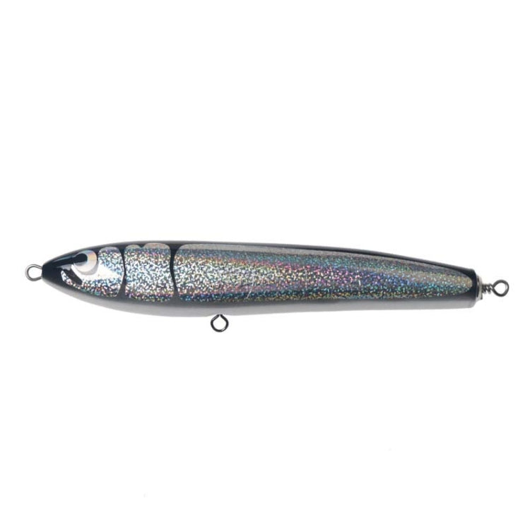 120g 22cm Floating Water Wooden Handmade Big Pencil Deep Sea Boat Fishing Wave Lying Tuna Bait(Silver Black Laser)