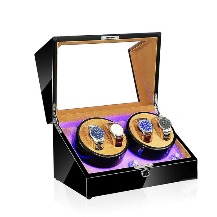 Electric Motor Rotating Watch Box Automatic Mechanical Watch Shaker, US / EU / UK Plug(Black + Camel Flannel)