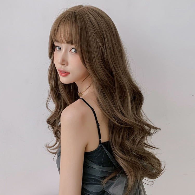 Wig Female Long Hair Big Wave Fluffy Full Headgear Long Curly Hair(Honey Tea Linen 65cm) - free shipping - PMC TechLife - Order now!