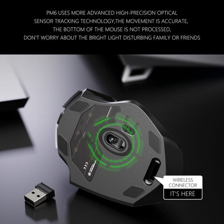 Inphic A1 6 Keys 1000/1200/1600 DPI Home Gaming Wireless Mechanical Mouse, Colour: Black Wireless+Bluetooth 4.0+Bluetooth 5.0