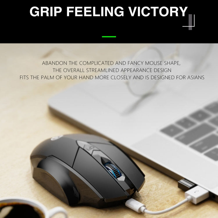 Inphic A1 6 Keys 1000/1200/1600 DPI Home Gaming Wireless Mechanical Mouse, Colour: Black Wireless+Bluetooth 4.0+Bluetooth 5.0