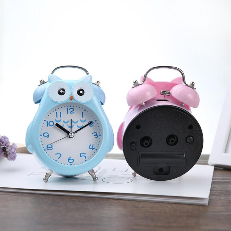 2 PCS Children Creative Cartoon Owl Super Ring Metal Bell Student Alarm Clock(Blue)