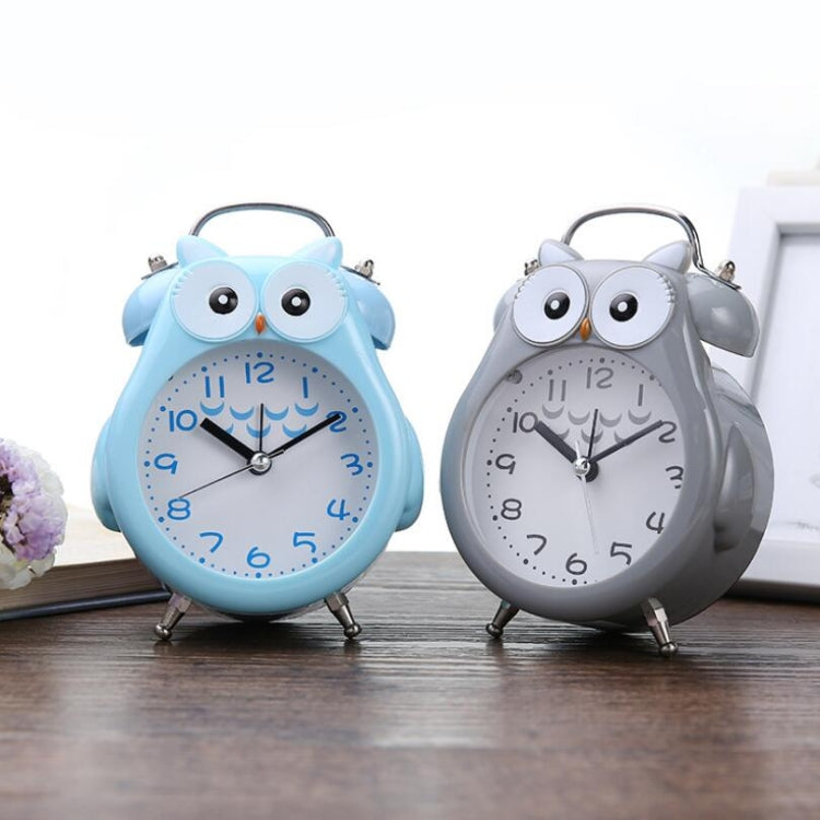 2 PCS Children Creative Cartoon Owl Super Ring Metal Bell Student Alarm Clock(Blue)