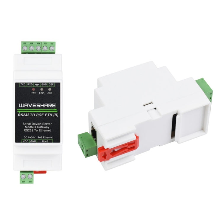 Waveshare 23951 Industrial Serial Server RS232 to RJ45 Ethernet TCP/IP to Serial with POE - free shipping - PMC Jewellery - Order now!