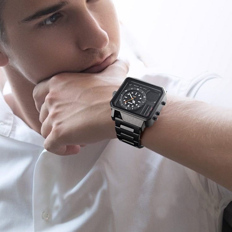 SKMEI 1392 Multi-Function Outdoor Sports Watch Business Double Display Waterproof Electronic Watch(Silver) - free shipping - PMC TechLife - Order now!