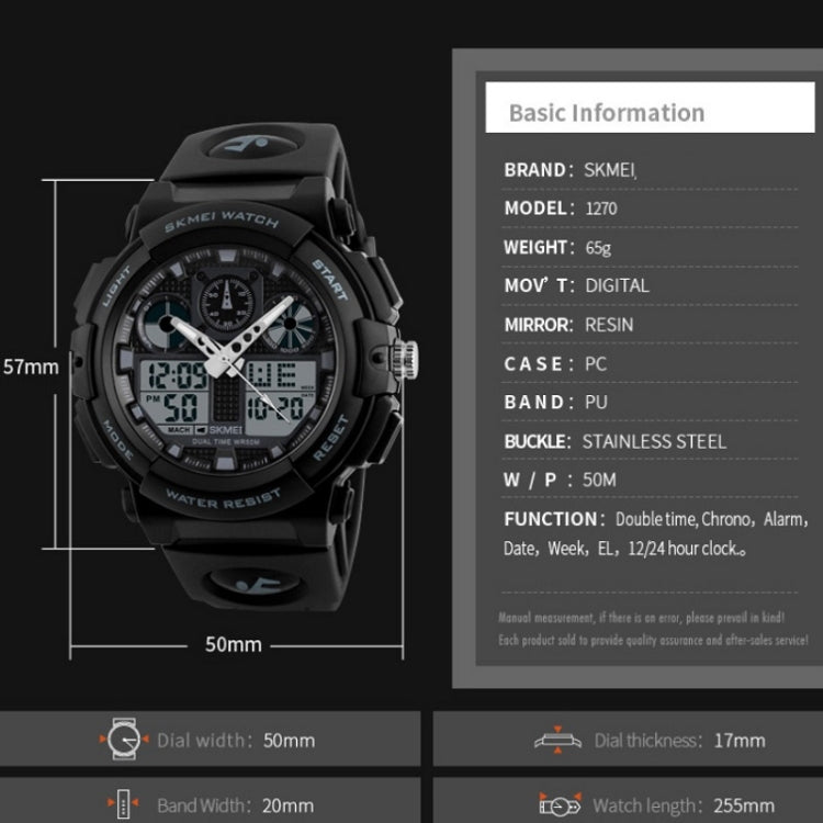 SKMEI 1270 Men Waterproof Dual Display Digital Watch Outdoor Sports Watch(Gray) - free shipping - PMC TechLife - Order now!