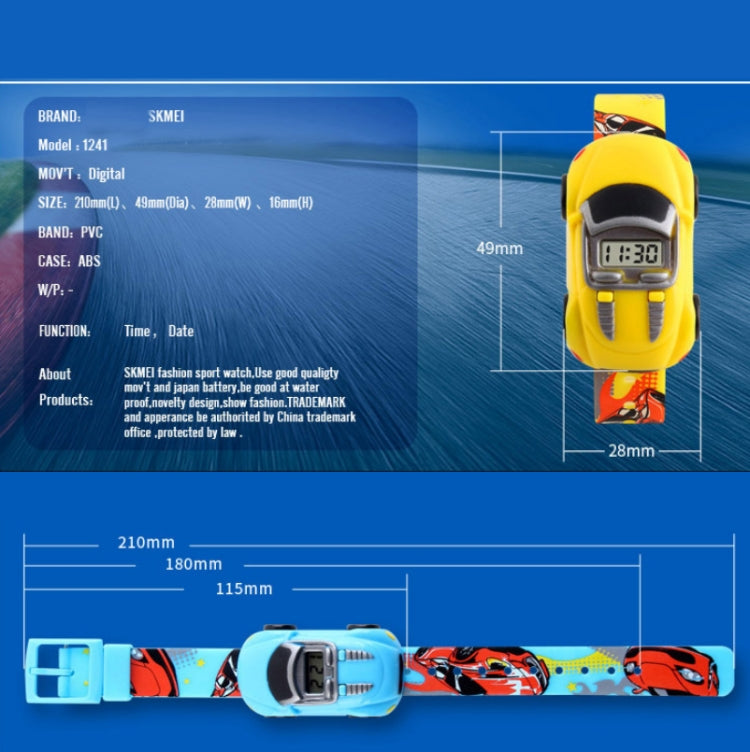 SKMEI 1241 Fashion Cute Cartoon Car Children Digital Watch(Blue) - free shipping - PMC TechLife - Order now!