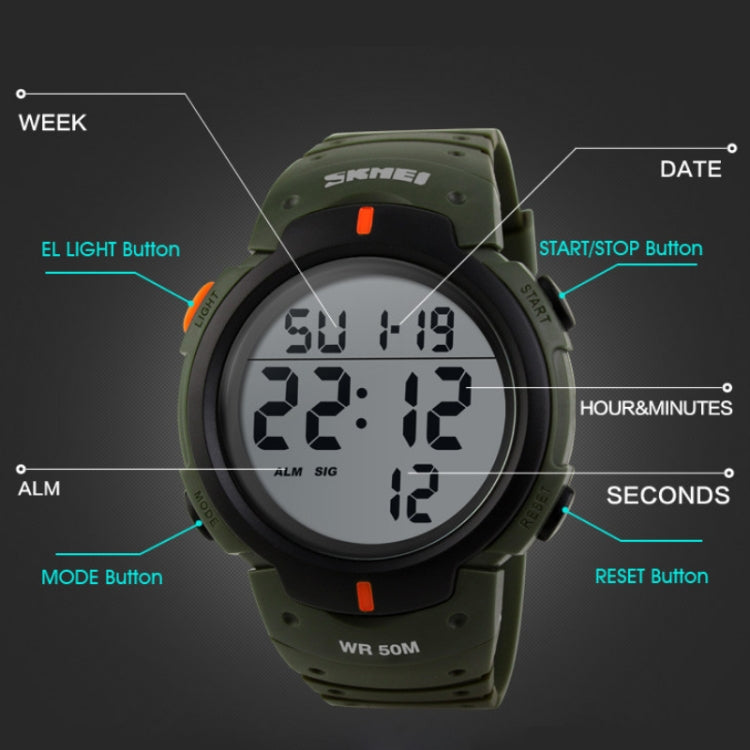 SKMEI 1068 Men Waterproof Outdoor Sports Digital Watch Student Fashion Watch(Green) - free shipping - PMC Jewellery - Order now!