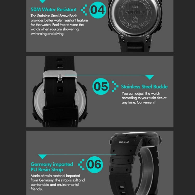 SKMEI 1068 Men Waterproof Outdoor Sports Digital Watch Student Fashion Watch(Green) - free shipping - PMC Jewellery - Order now!
