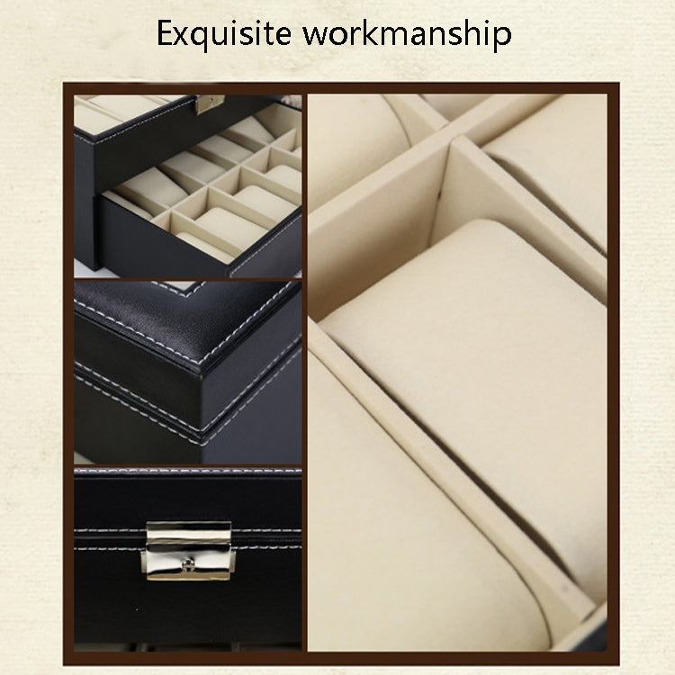 PU Leather Double Layer 20-Digit Watch Box Jewelry Gift Storage Box - free shipping - PMc TechLife - Order now!