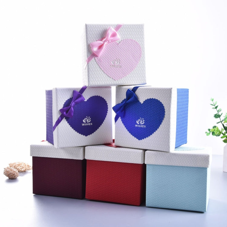 Paper Valentine Day Gift Box With Bow, Specification: 10x10x10cm(Red)
