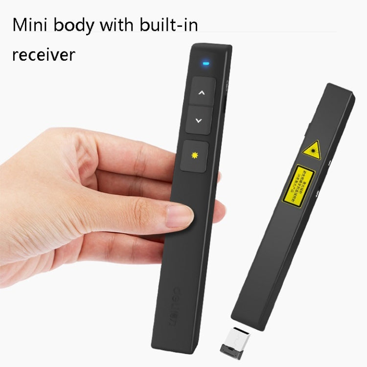 Deli 2.4GHz Laser Page Turning Pen Rechargeable Speech Projector Pen, Model: 2802L (Black) - by Deli | Online Shopping South Africa | PMC Jewellery | Buy Now Pay Later Mobicred