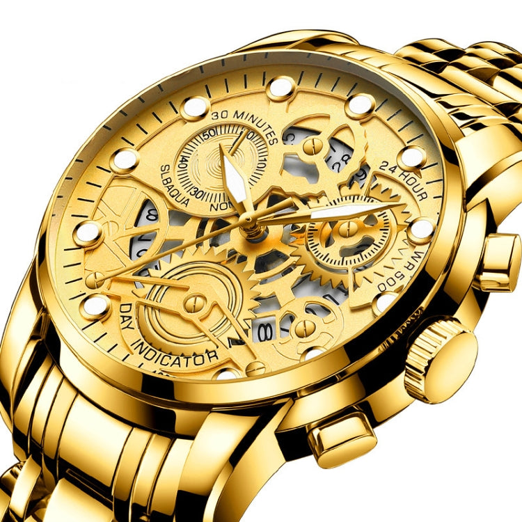 FNGEEN 4088 Men Hollow Quartz Watch Student Waterproof Luminous Watch(Full Gold Gold Surface) - free shipping - PMC Jewellery - Order now!