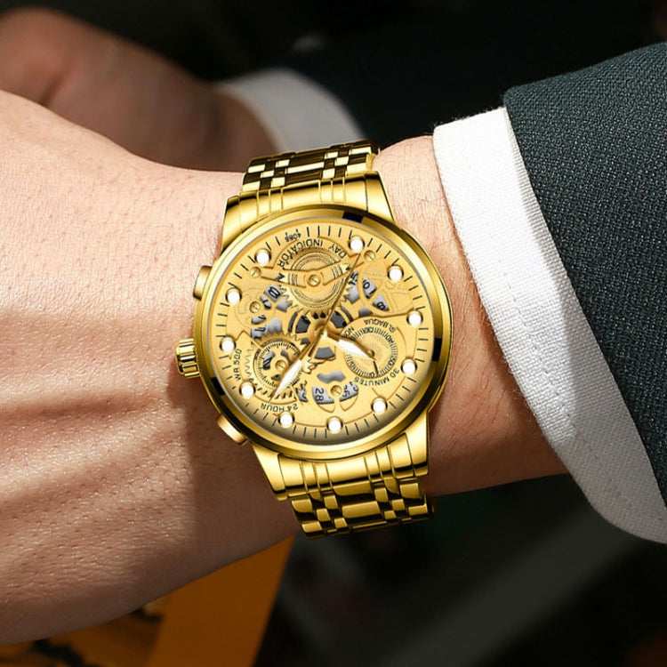 FNGEEN 4088 Men Hollow Quartz Watch Student Waterproof Luminous Watch(Full Gold Gold Surface) - free shipping - PMC Jewellery - Order now!