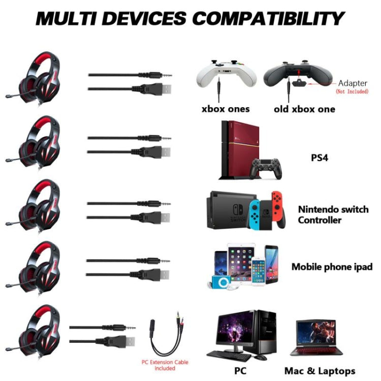 ERXUNG J5 Head-Mounted Gaming Headset Wire-Controlled Desktop Computer Gaming With Microphone Luminous Headset(Pink)