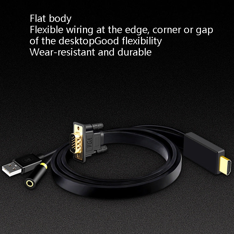 1m JH HV10 1080P HDMI to VGA Cable Projector TV Box Computer Notebook Industrial Display Adapter Cable - Cable by JH | Online Shopping South Africa | PMC Jewellery | Buy Now Pay Later Mobicred