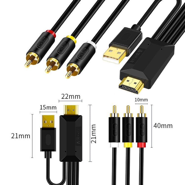 3m JingHua HDMI-3RCA HDMI To 3RCA Conversion Cable Set-Top TV Projector AV Lotus Converter Cable