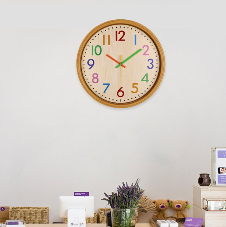 12 Inch Living Room Creative Color Wood Grain Wall Clock Quartz Clock Classroom Children Personality Wall Clock - Wall Clock by PMc TechLife | Online Shopping South Africa | PMc TechLife | Buy Now Pay Later Mobicred