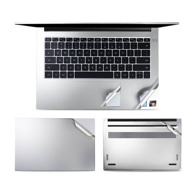 JRC 4 In 1 0.2mm Metal Texture Upper Cover Film + Bottom Cover Film + Full-Support Film + Touchpad Film Laptop Body Protective Film Sticker Set For Huawei Matebook D 14 inch (Silver)