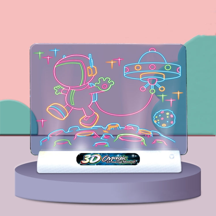 3D Fluorescent Drawing Board Magic Luminous Three-Dimensional Writing Board Graffiti Board Lighting Puzzle Children Drawing Board,Style: Medium Drawing Board (Space Version)