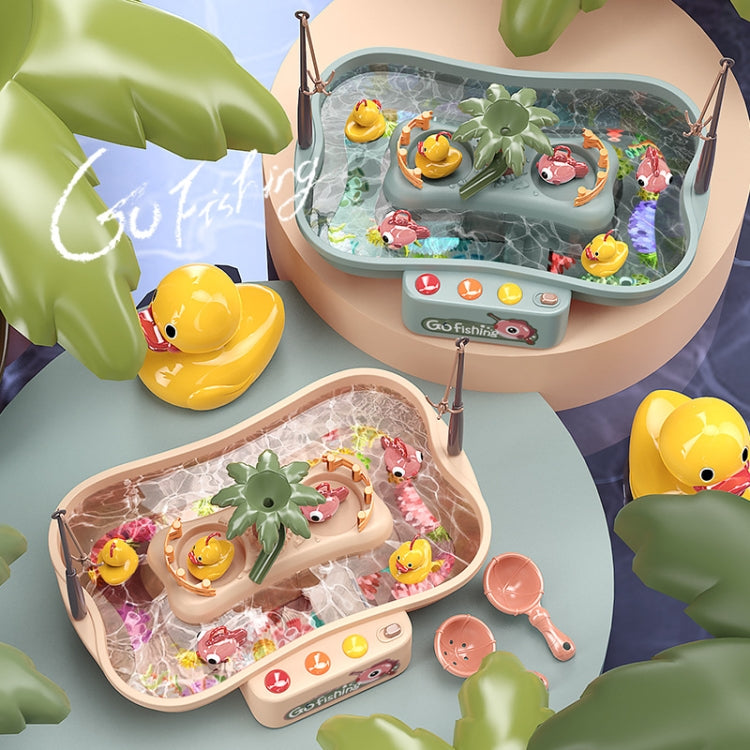 Play House Children Educational Electric Cycle Rotating Fishing Station Summer Water Game Toy Set, Colour: Green 3 Fish 3 Ducks